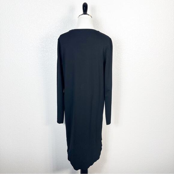 COS Women's Black Jersey Circle Cut Overlay Long Sleeve Dress Size Medium - Picture 7 of 11
